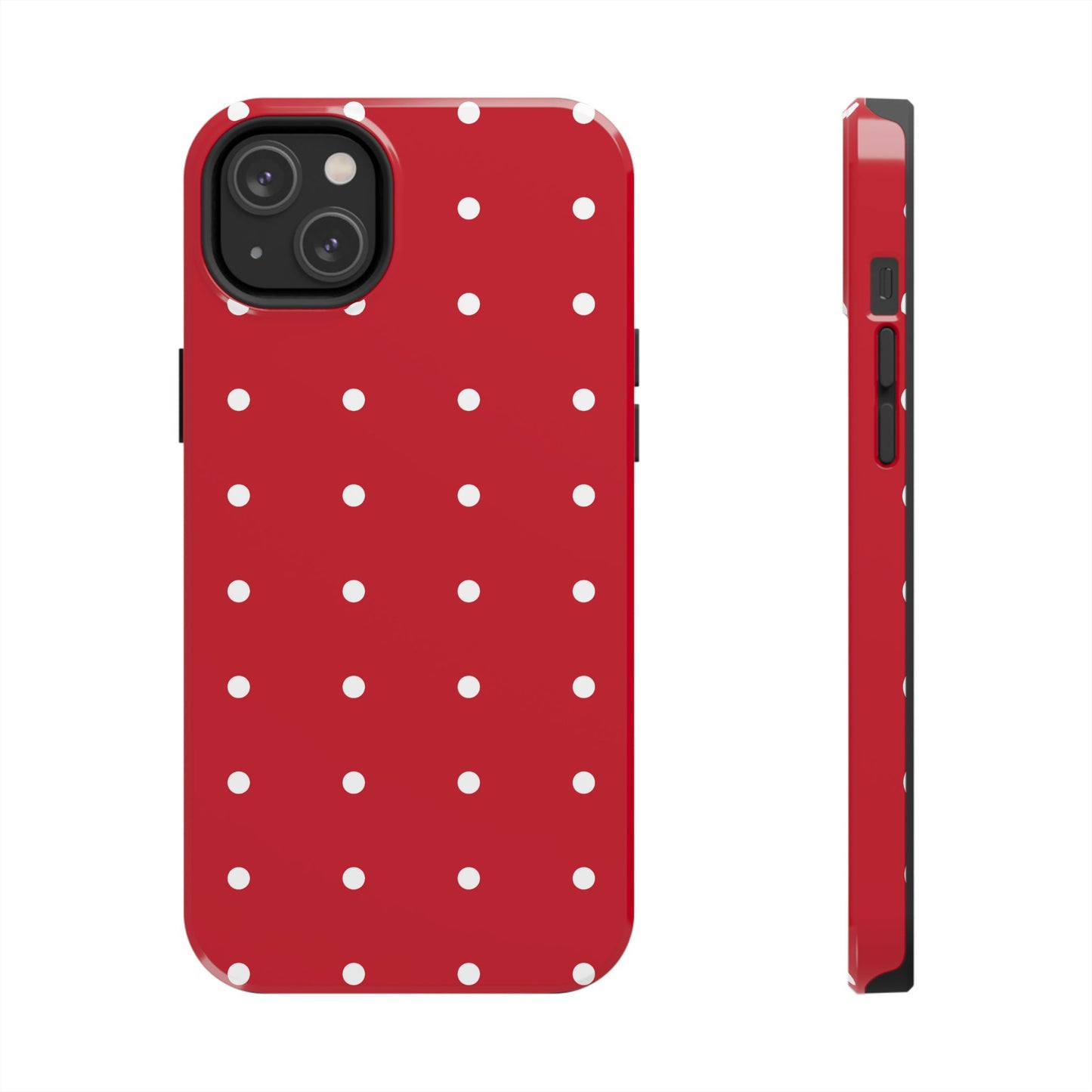 Red Polka Dot Tough Phone Case — Durable Glossy Protective Phone Cover