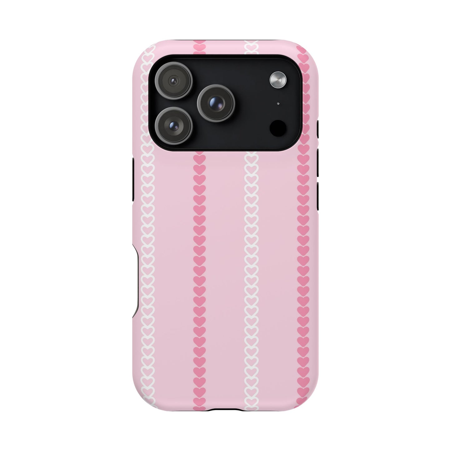 Pink Heart Stripe Impact-Resistant Phone Case