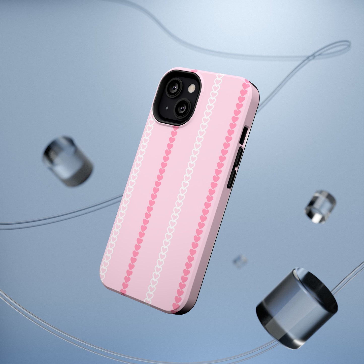 Pink Heart Stripe Impact-Resistant Phone Case