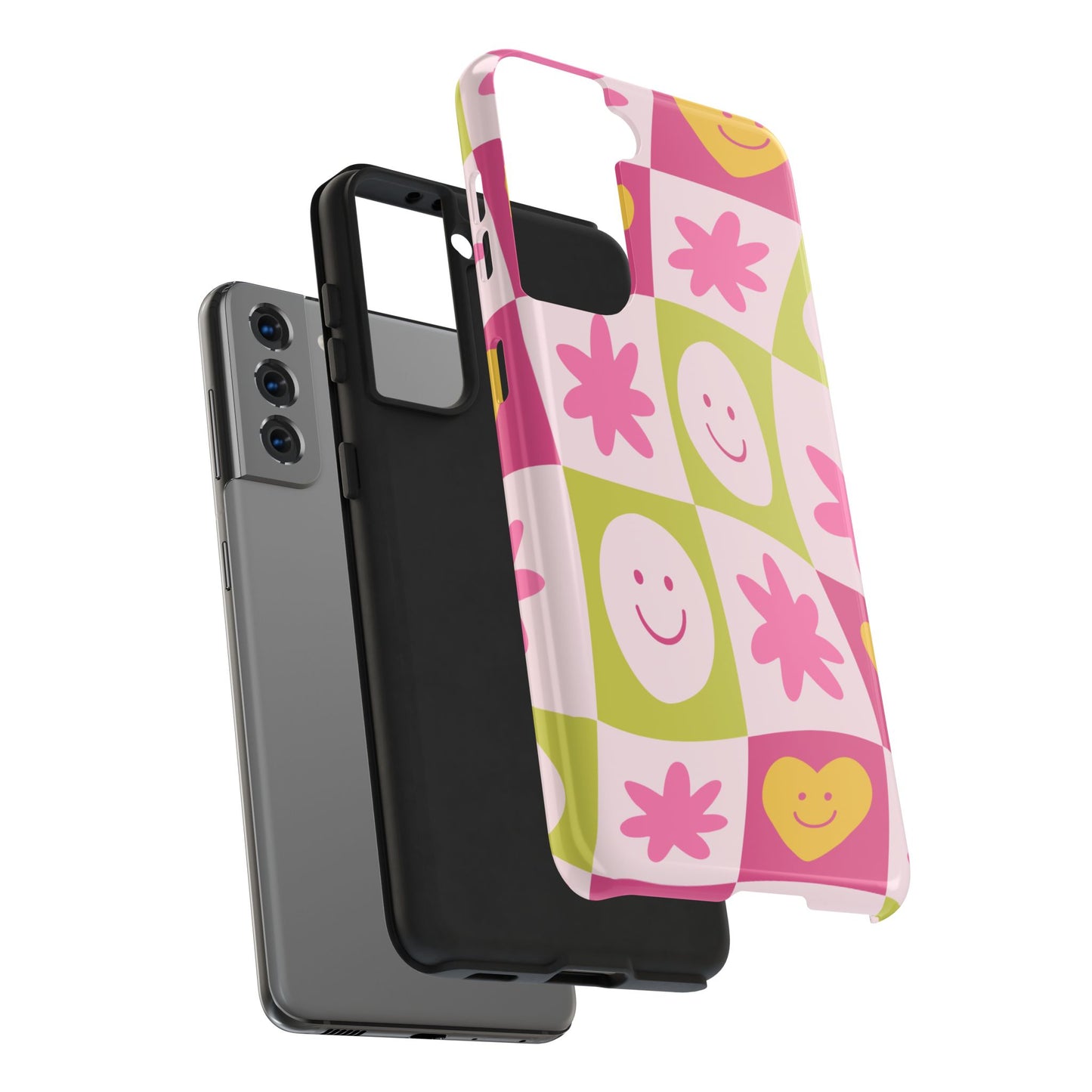 Colorful Smiley Pattern Tough Phone Cases, Playful Phone Covers, Fun Gifts for Friends, Cute Accessories, Vibrant and Durable