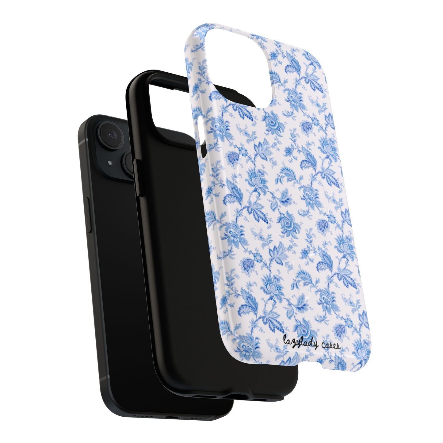 Tough Blue Flo Phone Case - Durable Magnetic Cover for Protection, Cute Gift for Her, Floral Pattern, Trending Tech Accessories