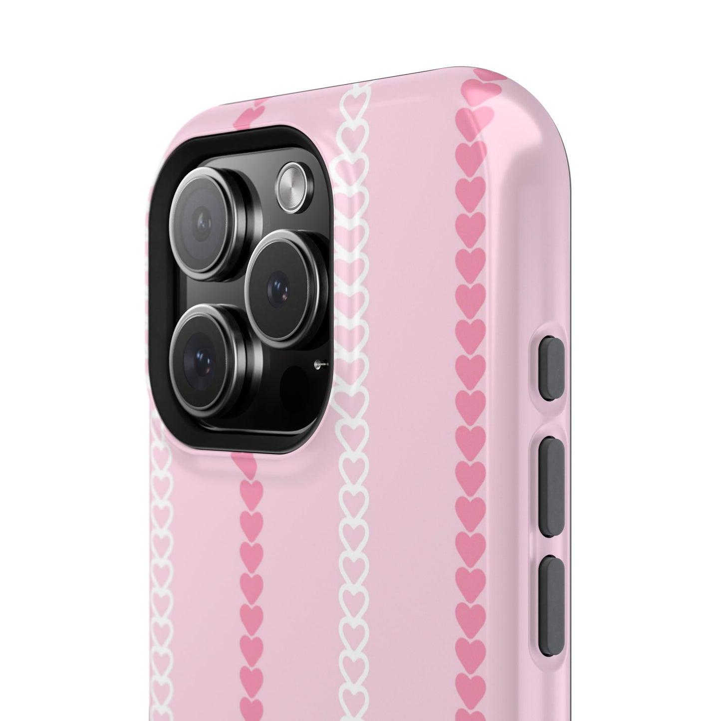Pink Heart Stripe Impact-Resistant Phone Case