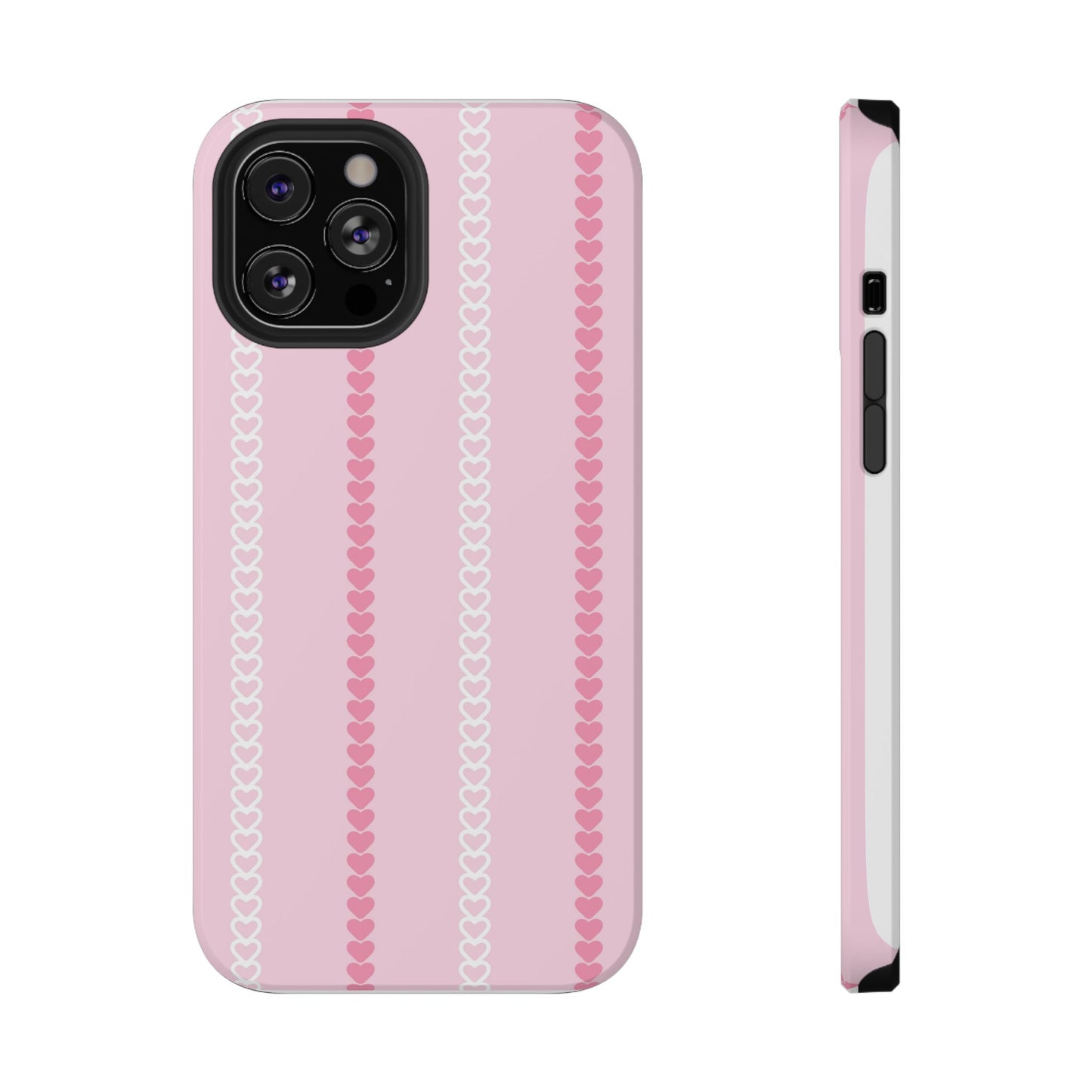 Pink Heart Stripe Impact-Resistant Phone Case