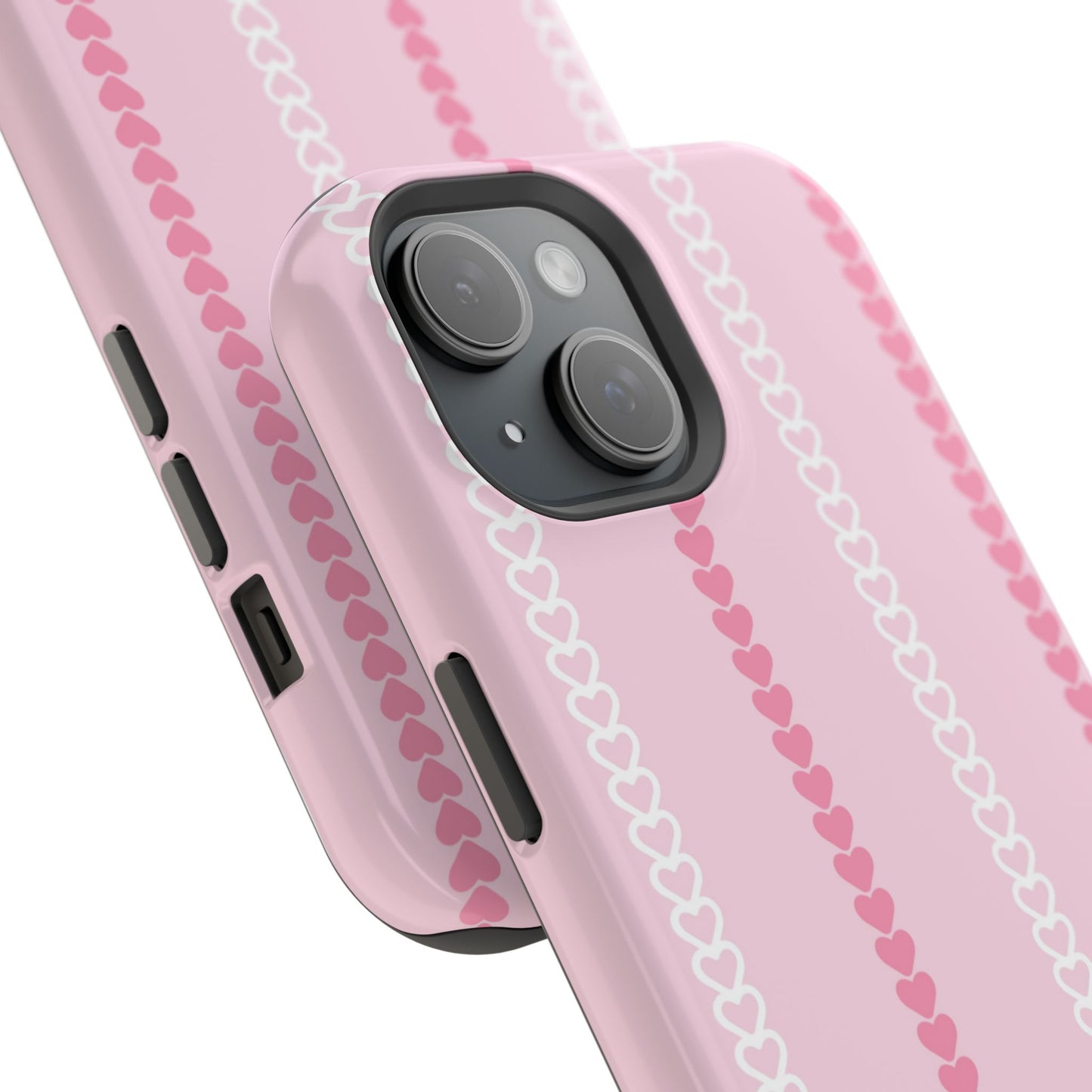 Pink Heart Stripe Impact-Resistant Phone Case