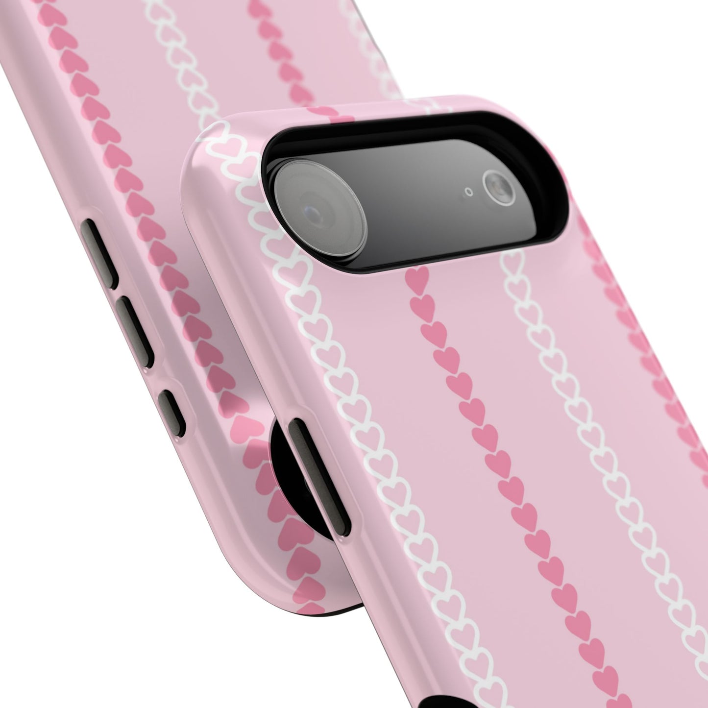 Pink Heart Stripe Impact-Resistant Phone Case
