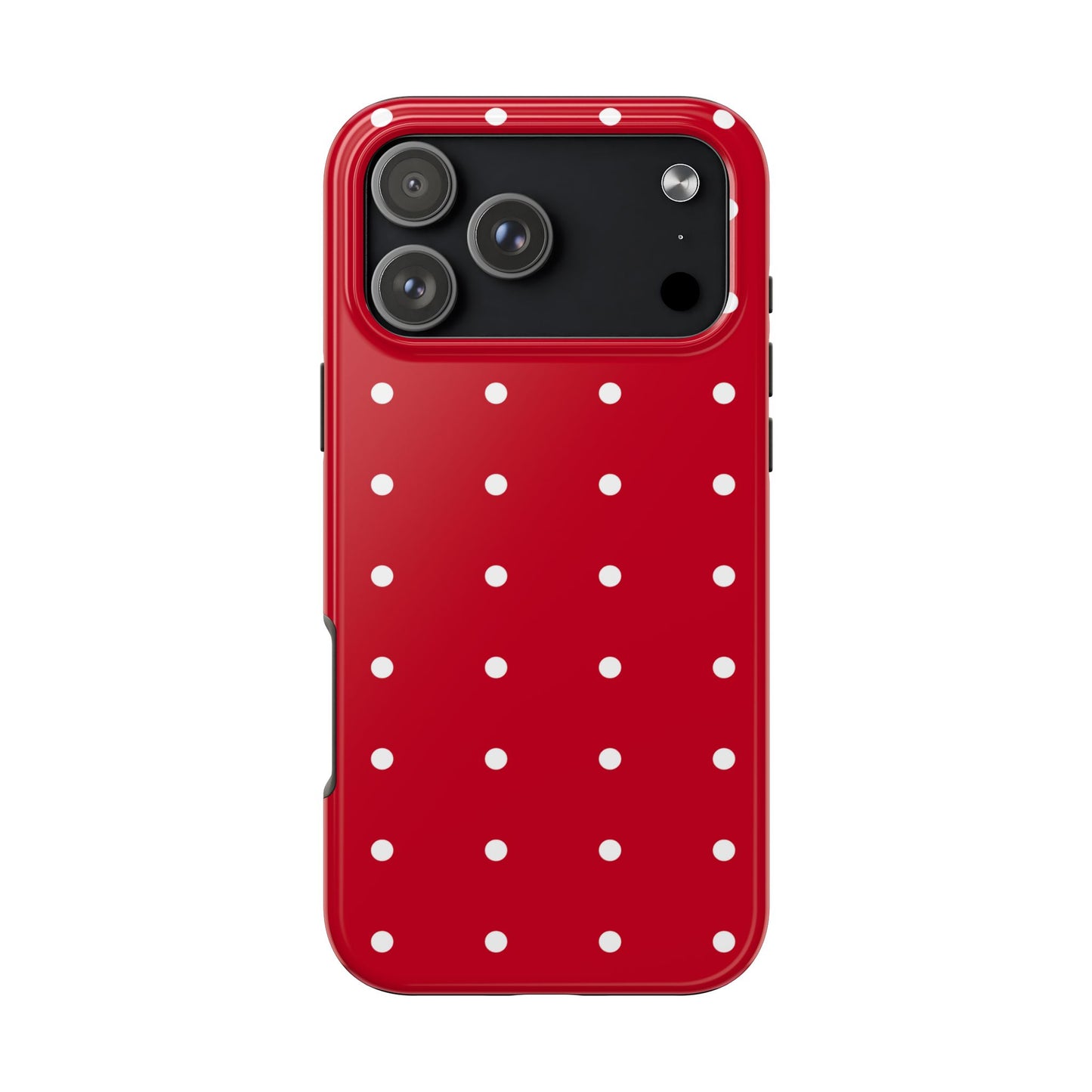 Red Polka Dot Tough Phone Case — Durable Glossy Protective Phone Cover