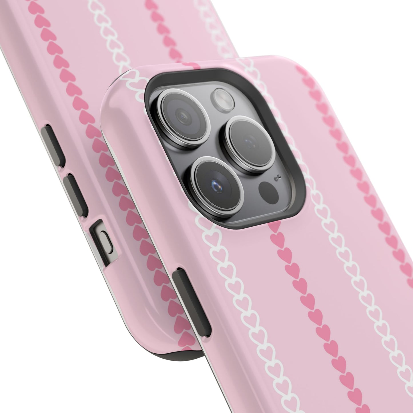 Pink Heart Stripe Impact-Resistant Phone Case