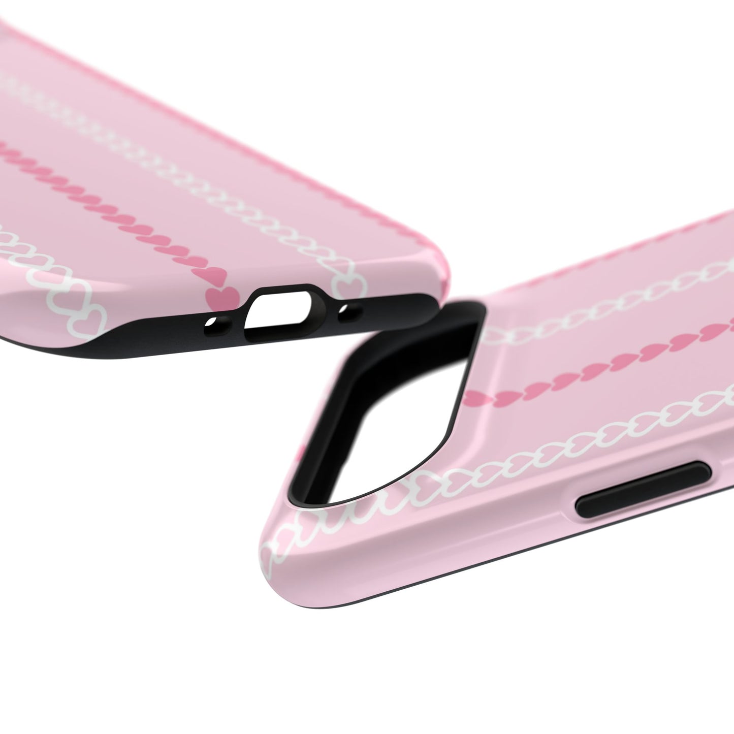 Pink Heart Stripe Impact-Resistant Phone Case