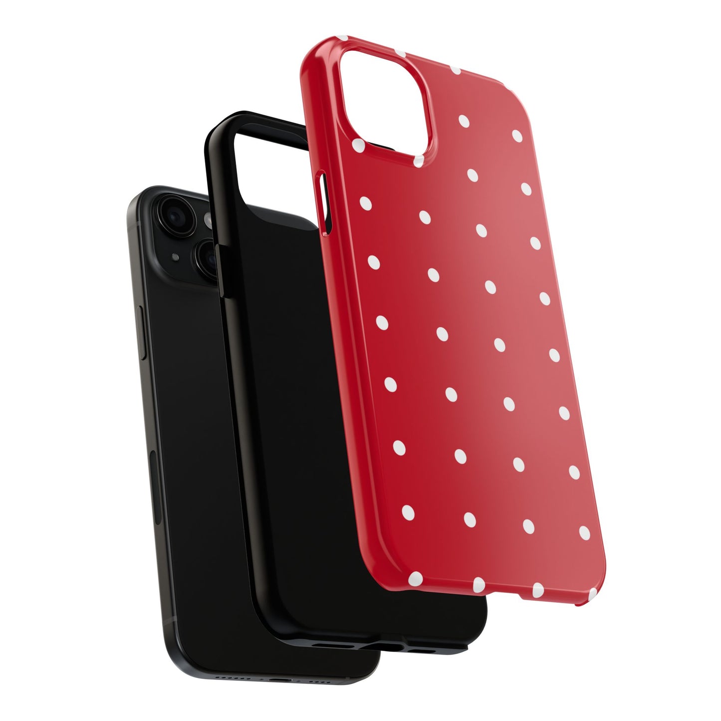 Red Polka Dot Tough Phone Case — Durable Glossy Protective Phone Cover
