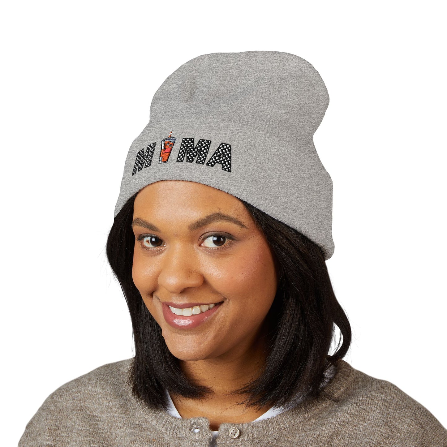 Mama Embroidered Cuffed Beanie – Floral & Candle Gift for Moms