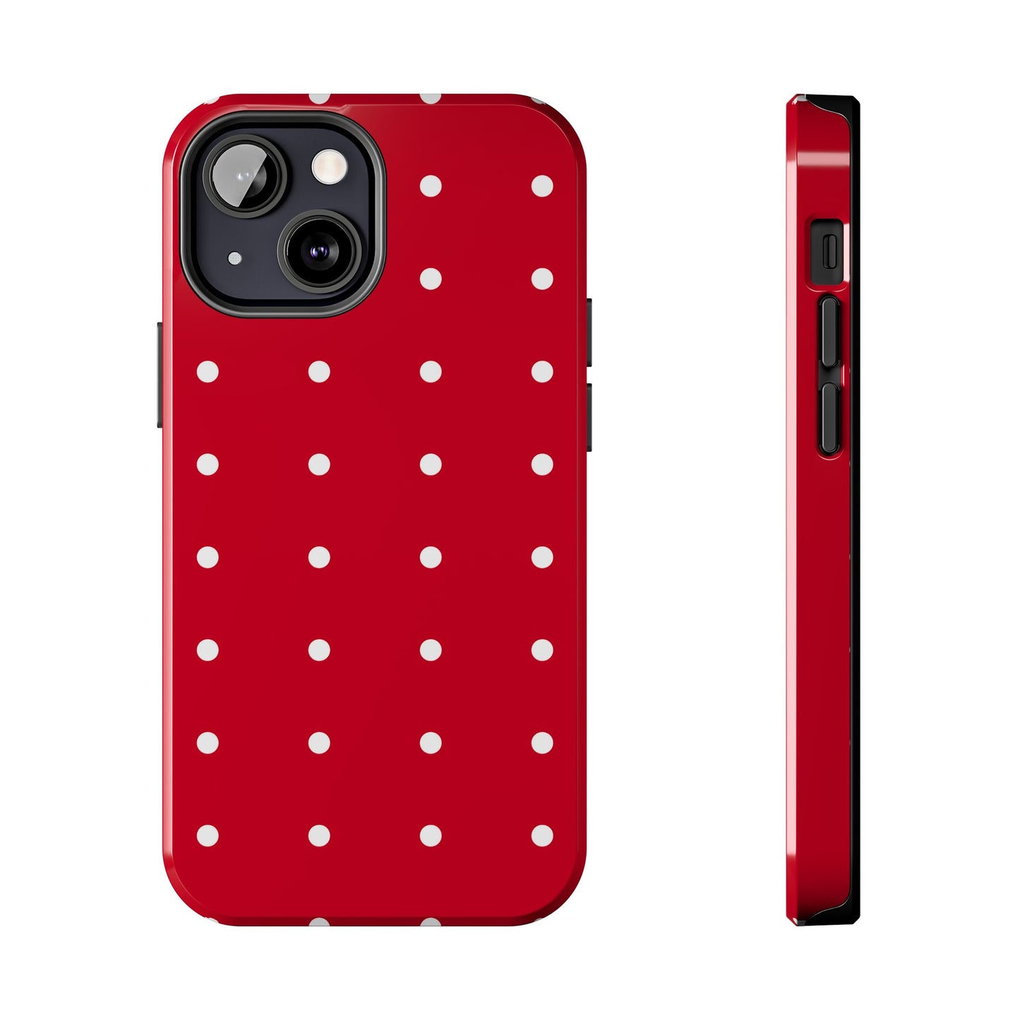 Red Polka Dot Tough Phone Case — Durable Glossy Protective Phone Cover