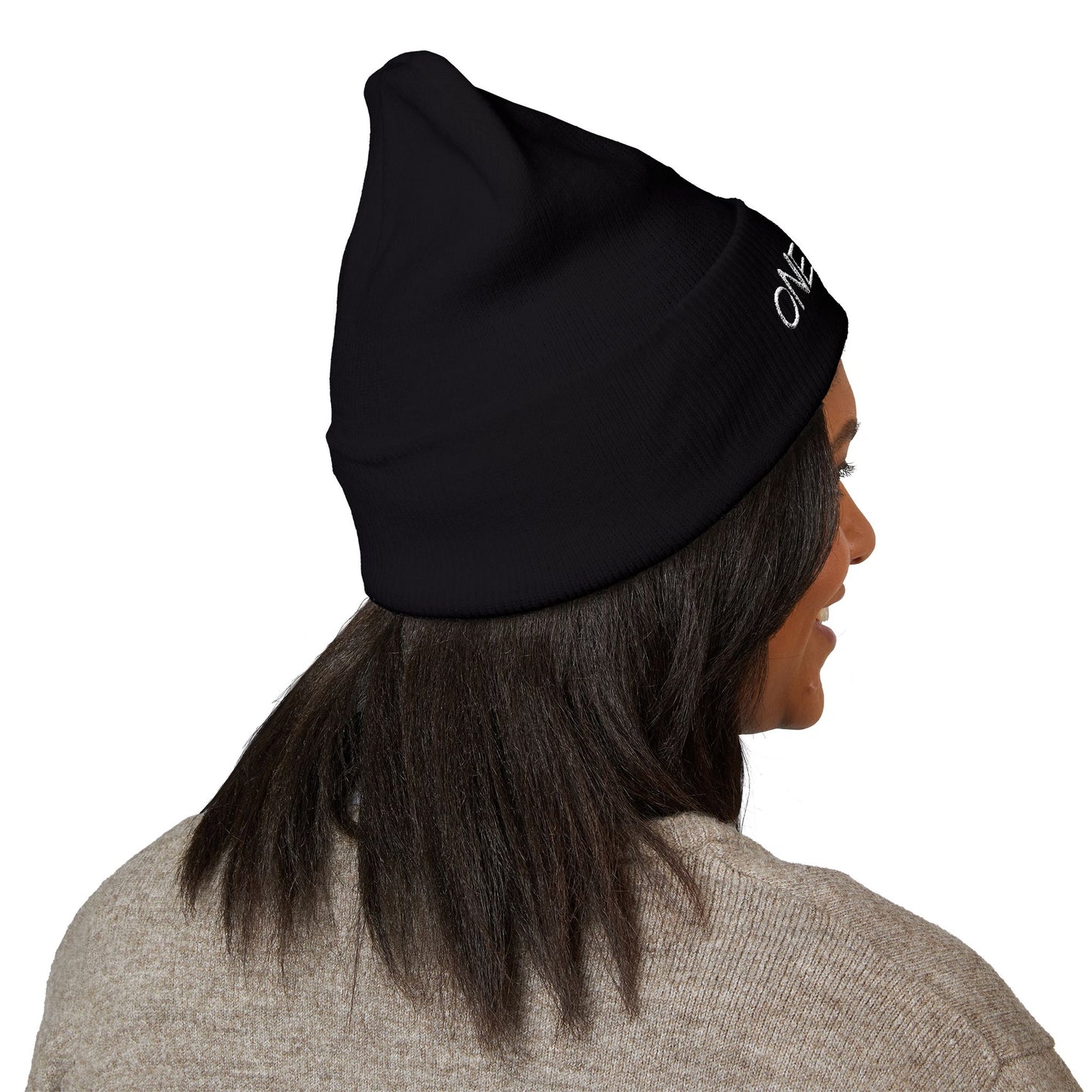 One Love Embroidered Cuffed Beanie — Classic Knit Winter Hat