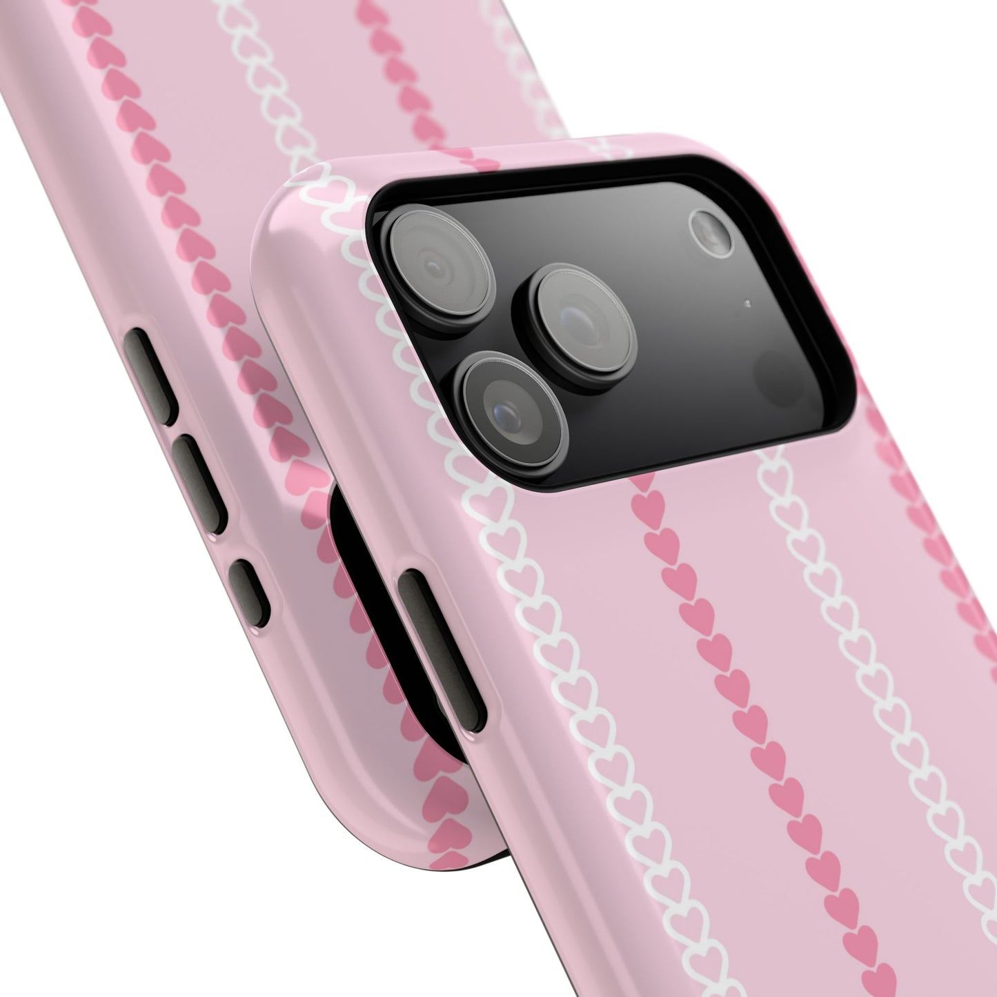 Pink Heart Stripe Impact-Resistant Phone Case