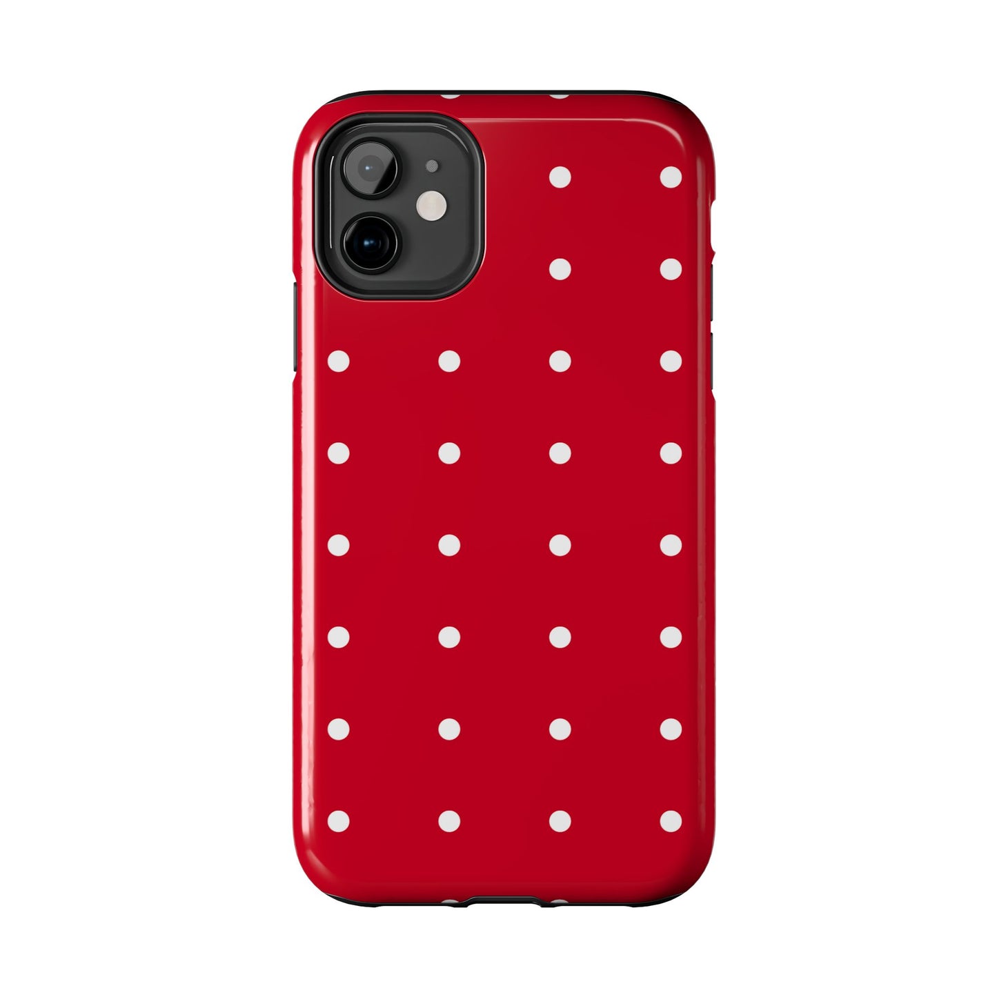 Red Polka Dot Tough Phone Case — Durable Glossy Protective Phone Cover