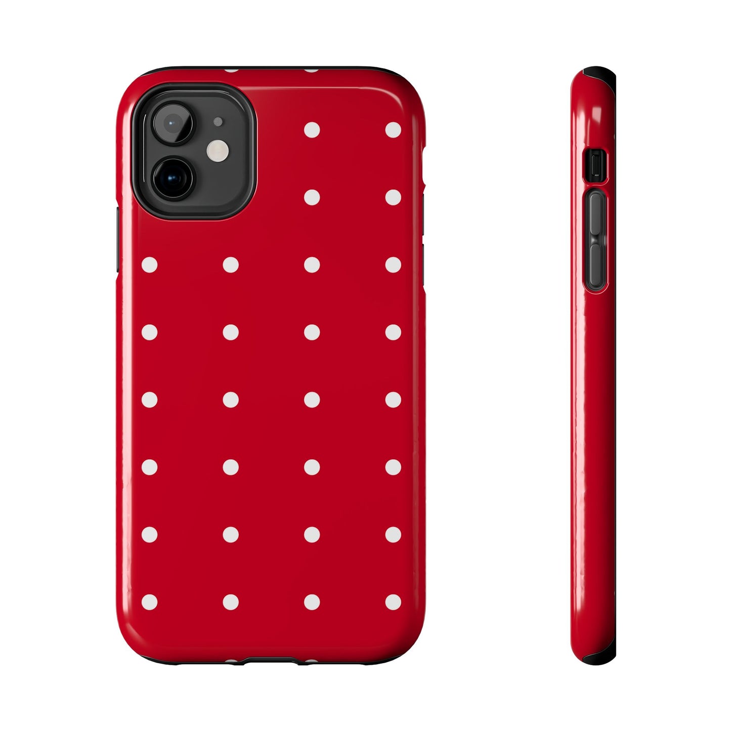 Red Polka Dot Tough Phone Case — Durable Glossy Protective Phone Cover