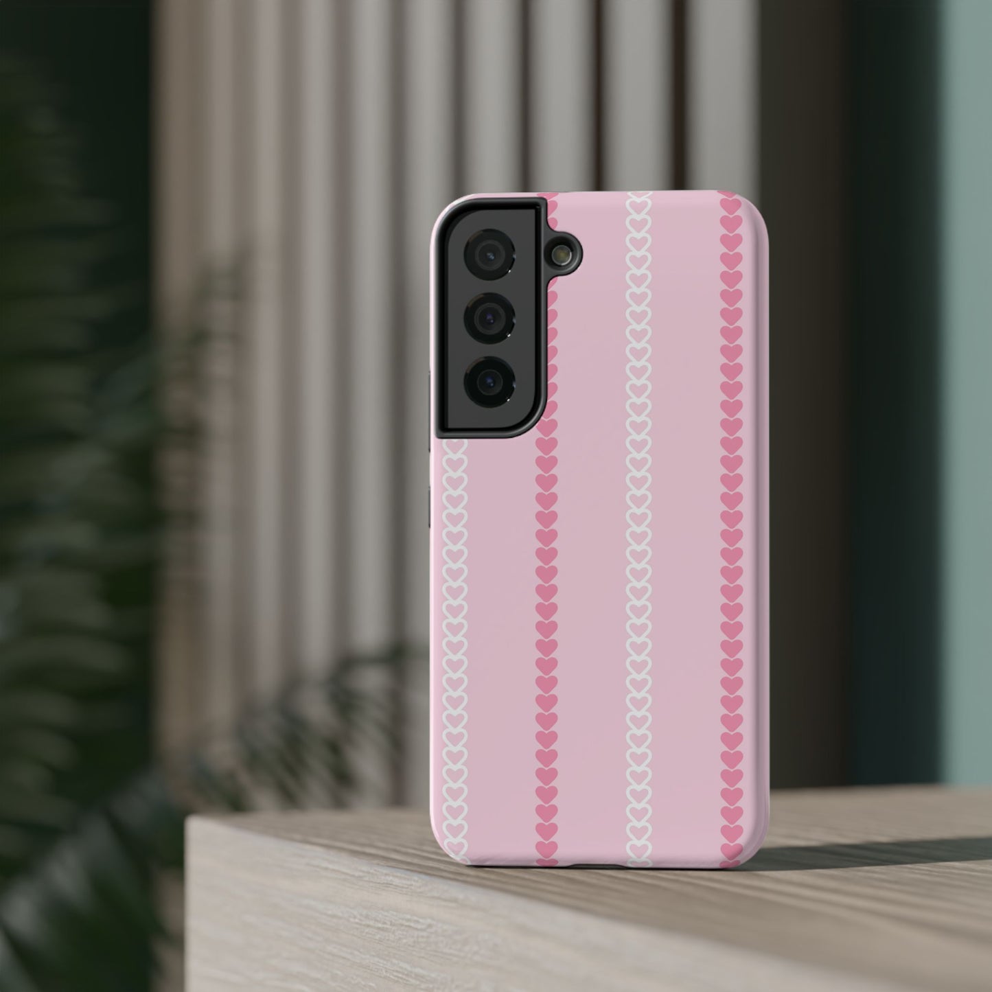 Pink Heart Stripe Impact-Resistant Phone Case