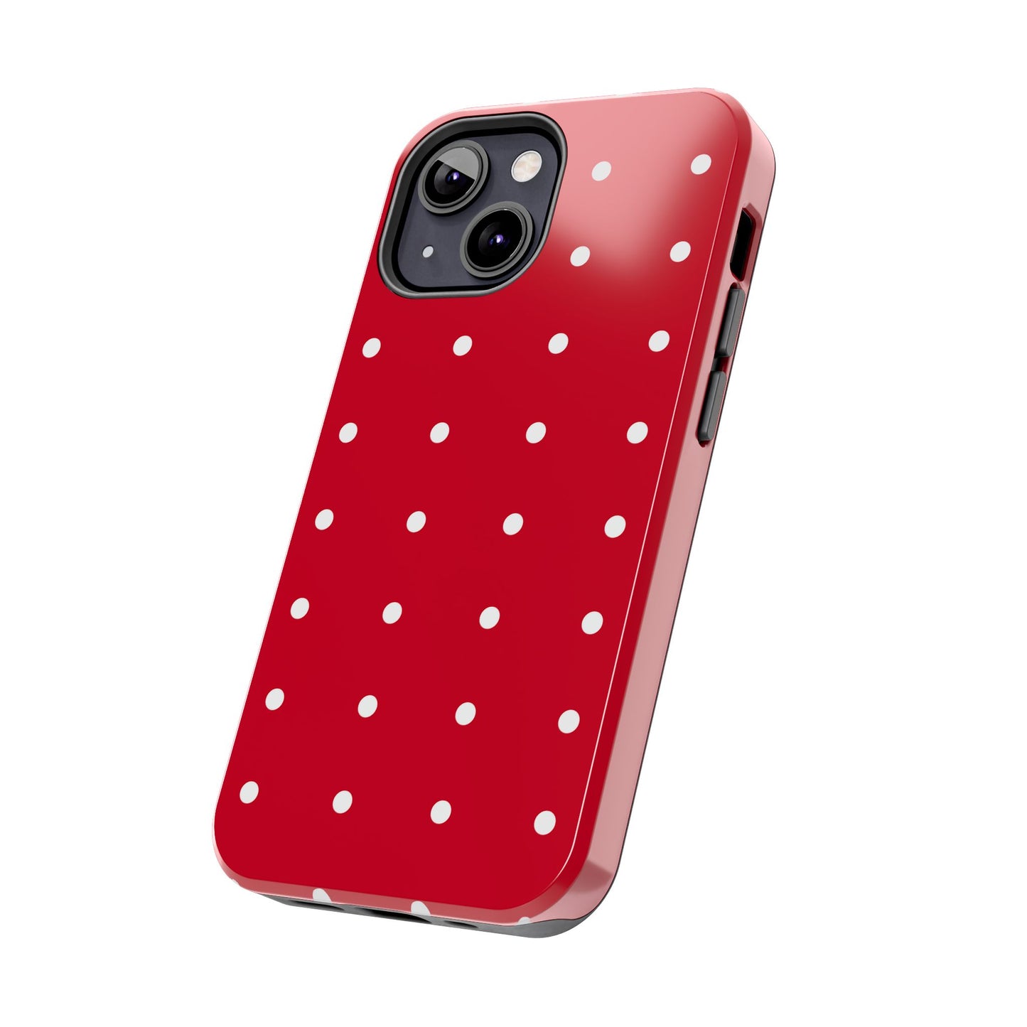 Red Polka Dot Tough Phone Case — Durable Glossy Protective Phone Cover
