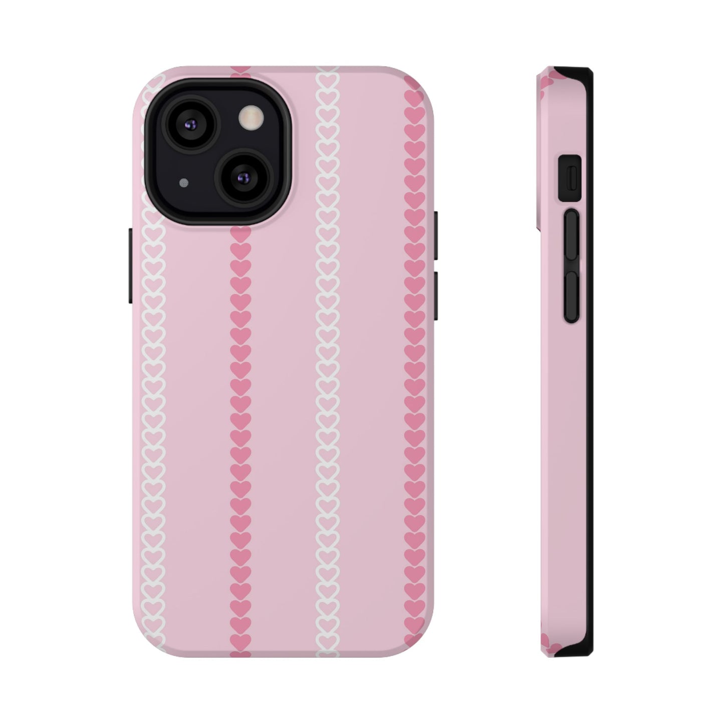 Pink Heart Stripe Impact-Resistant Phone Case